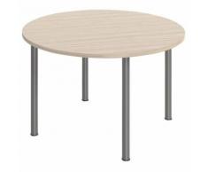 table réunion duetto 4 pieds diamètre 100 cm chêne clair/alu,