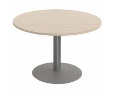 table réunion duetto pied central ø 120 cm chêne clair/alu,