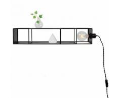 SHELFIE-Applique murale ou lampe de sol avec tagres et prise L70cm Noir Globen Lighting - design par Patrick Hall