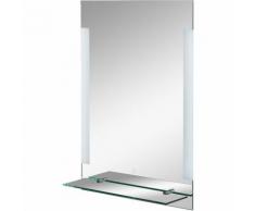 Miroir LED Lumineux salle de bain 50L x 4l x 70H cm interrupteur tactile étagère alu. argenté 40