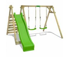 FATMOOSE Balançoire JollyJay Fast XXL Portique pour enfants avec 2 sièges de balançoire, plateforme