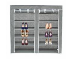 Penderie, Armoire, 2 portes, placard à chaussures, 114 x 110 x 28 cm, Gris, Matériau: Tubes en