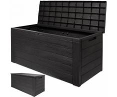 Coffre de rangement effet bois 120x46x57cm Couvercle rabattable Stockage jardin
