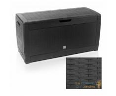 Coffre De Rangement Pour Jardin Imitation Rotin Gris Anthracite