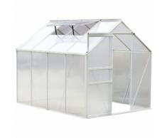 Serre de jardin aluminium polycarbonate 9,17 m³ 2,5L x 1,9l x 1,93H m avec fenêtres et porte
