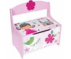 Banc Coffre à jouets Motif Girly, L 60 x P 35 x H 59 cm