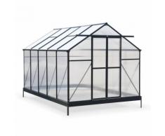 Serre de jardin 9 m² - HÊTRE 9m² - premium noire en polycarbonate 4mm avec base, 4 lucarnes de