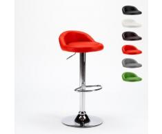 Tabouret haut pour cuisine et bar en cuir chromé BALTIMORA | Rouge