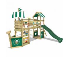 WICKEY Aire de jeux StormFlyer Portique de jeux en bois Tour d'escalade avec balançoire et