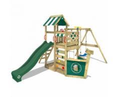 WICKEY Aire de jeux SeaFlyer Portique de jeux en bois Maison pour jardin avec balançoire et