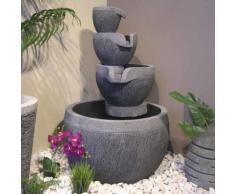 Fontaine de jardin bassin rond 1.10m 4 coupes noire grise