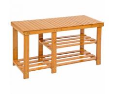 Banc à chaussures, Meuble à chaussures d'entrée, Étagère à chaussures 2 étages avec siège Bambou 87