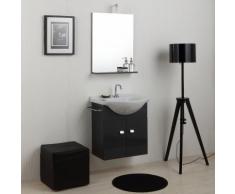 MEUBLE SALLE DE BAINS 58 CM AVEC LAVABO MIROIR ET APPLIQUE GRIS