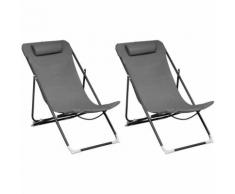 Chilienne en acier et toile Globe (Lot de 2) - Gris
