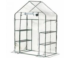 Serre de Jardin 143L x 73l x 195H cm 4 tablettes acier PE haute densité 140 g/m² anti-UV avec porte