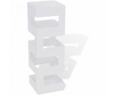 Blanc Carré Porte-parapluie Stockage pour cannes bâtons Acier 48,5 cm