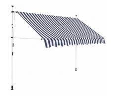 Auvent rétractable manuel 300 cm Rayures bleues et blanches