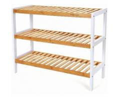 Étagère à chaussures rangé rangement meuble chaussure 3 niveaux Bambou 70 x 25 x 55cm LBS03H