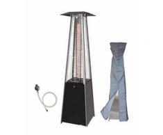 Parasol chauffant gaz flamme 13KW tube verre pyramidal chauffage exterieur pour terrasse + kit gaz
