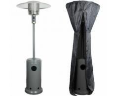 Parasol chauffant OSLO - chauffage d'extérieur gaz 13kW - acier gris + housse