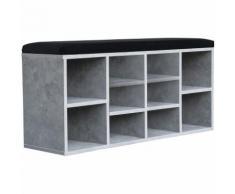 Armoire à chaussures Étagère Gris béton 10 Paires de chaussures Coussin d'assise Étagère Meuble