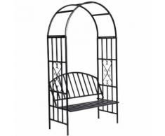 Gloriette de jardin noire avec banc