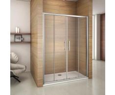 Porte de douche coulissante 140x185cm porte de douche installation en niche verre de securit