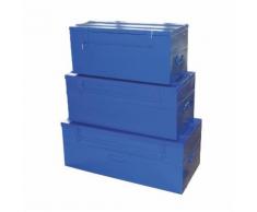 COGEX 3 malles cadenassables vides en métal bleu
