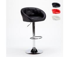 Tabouret Haut simili cuir pour bar et cuisine matelassée TUCSON Design | Noir