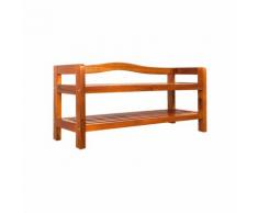 Étagère à chaussures en bois d'acacia style colonial 74 cm x 26 cm x 42 cm Meuble armoire rangement