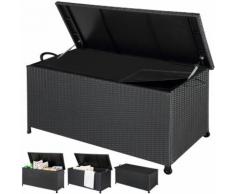 Coffre boîte de rangement en polyrotin Malle stockage jardin terrasse - Noir