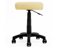 Tabouret blanc à roulettes - Chaise rembourrée - Siège Réglable en hauteur roues