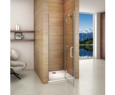Porte de douche 80x190CM installation en niche verre anticalcaire avec le receveur 80x120x3 cm