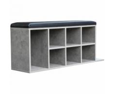 Meuble Chaussure Étagères en Gris béton avec Compartiment pour bottes Banc Coussin assise Banquette