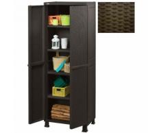 Armoire de jardin en PVC à étagères 65X45xh184cm marron effet rotin extérieur