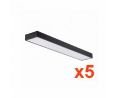 Réglette Lumineuse LED 120cm 38W Suspendue NOIR (Pack de 5) - couleur eclairage : Blanc Froid 6000K - 8000K