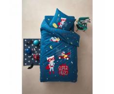 Parure housse de couette + taie d'oreiller enfant SUPERCHAT - VERTBAUDET