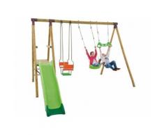 PORTIQUE BOIS TRIGANO 2,50 M. + TOBOGGAN 5 ENFANTS