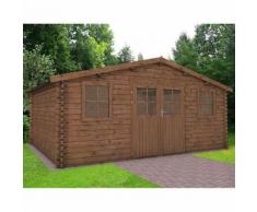 Abri de jardin en bois ZÉLOS 15,8 m² - 28 mm traité teinté marron