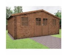 Abri de jardin en bois NEPTUNE 19,8 m² - 28 mm traité teinté marron