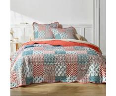 Couvre-lit imprimé patchwork - terracotta