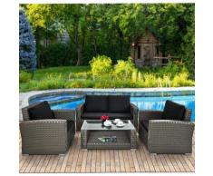 Sofa lounge salon 12 pcs en polyrotin et aluminum - gris coussins d'assise 7cm