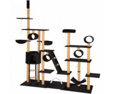 Arbre à Chat 261 cm SILVIA, Grattoir, Griffoir, Tronc + 1 Hamac 218 cm x 70 cm x 261 cm Noir