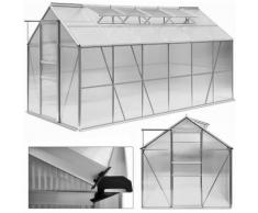 11,73M³ Serre De Jardin Aluminium 380x190cm - 4 Fenêtres de toit