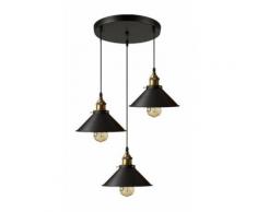 Suspension industrielle vintage luminaire en métal fer , rétro lustre lampe plafonnier corde
