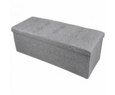 Pouf et Repose-Pieds, Ottoman avec Espace de Stockage, Finition en tissu piqué, 110 x 38 x 38 cm,
