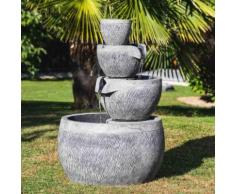 Fontaine de jardin bassin rond 1.10m 4 coupes noire grise