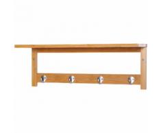 Porte-manteau mural penderie murale étagère 50L x 17l x 20H cm 4 patères kit fixation fourni bambou