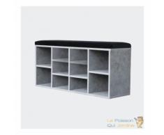 Meuble - Armoire à 10 Chaussures Grise Avec Banc Pour S'Asseoir