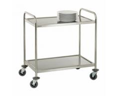 Chariot de service cuisine design professionnel inox 2 étages max 120 kg